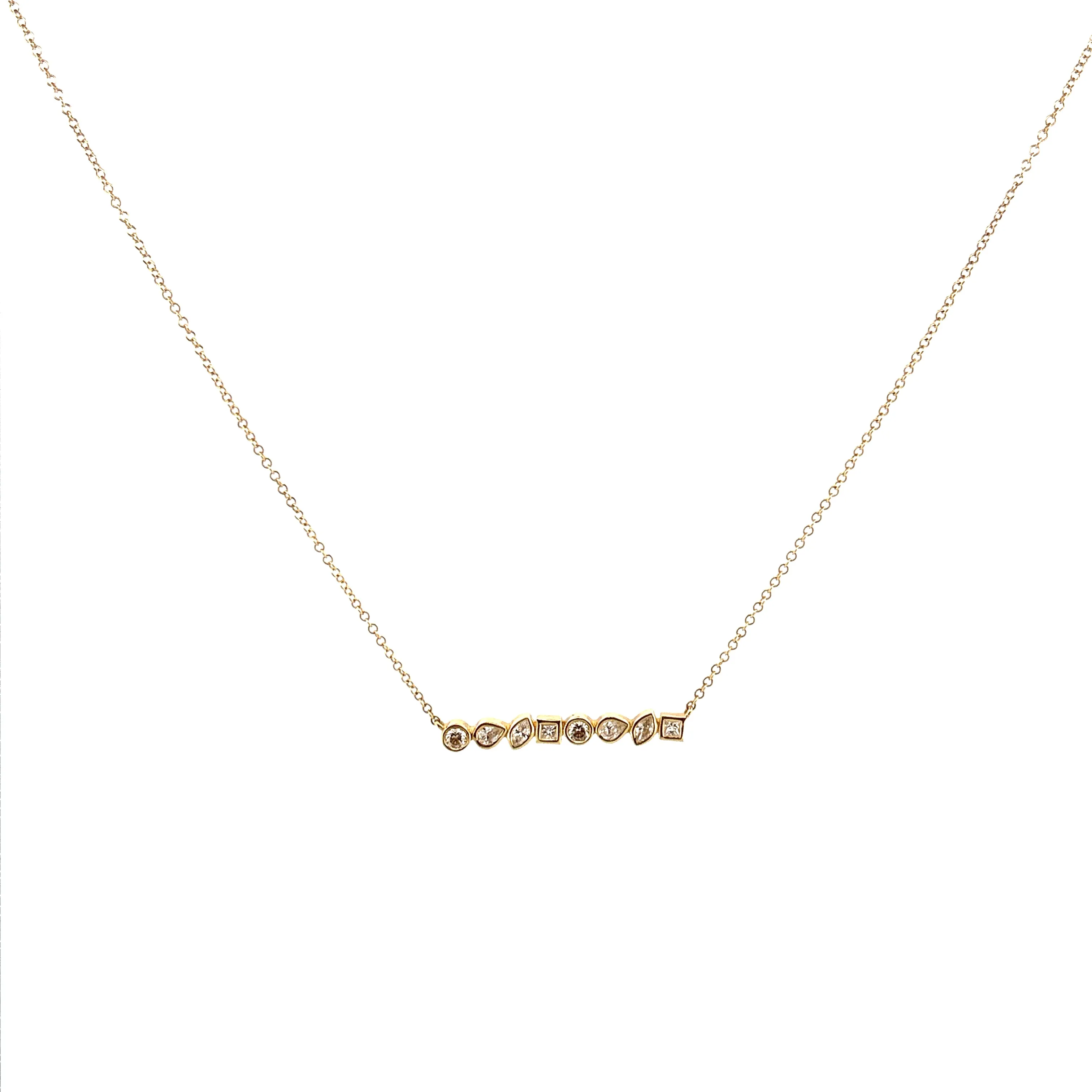 14K Gold Multi Shape Diamond Pendant