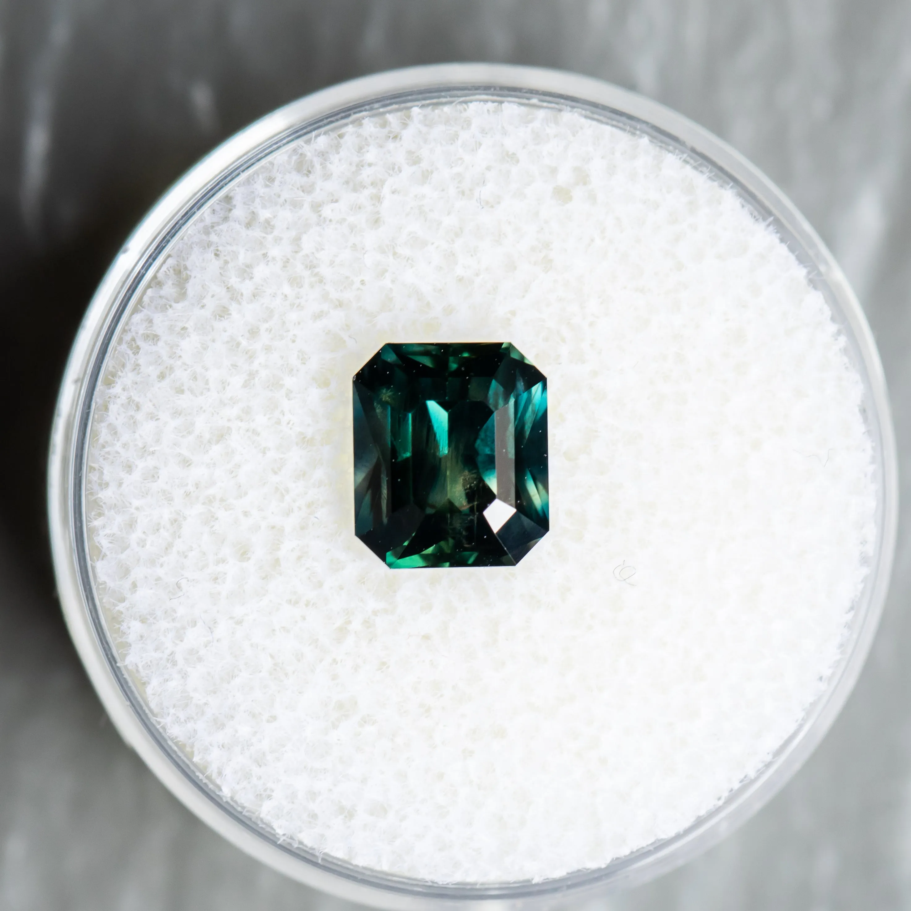 2.39CT RADIANT CUT MADAGASCAR SAPPHIRE, DEEP TEAL, 7.80X6.75X4.78MM