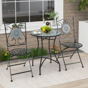 3 Pieces Mosaic Pattern Metal Dining Set