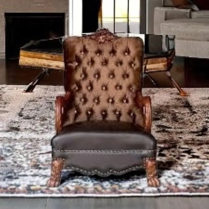 34 Golden Brown And Chocolate Velvet Tufted Chesterfield Chair