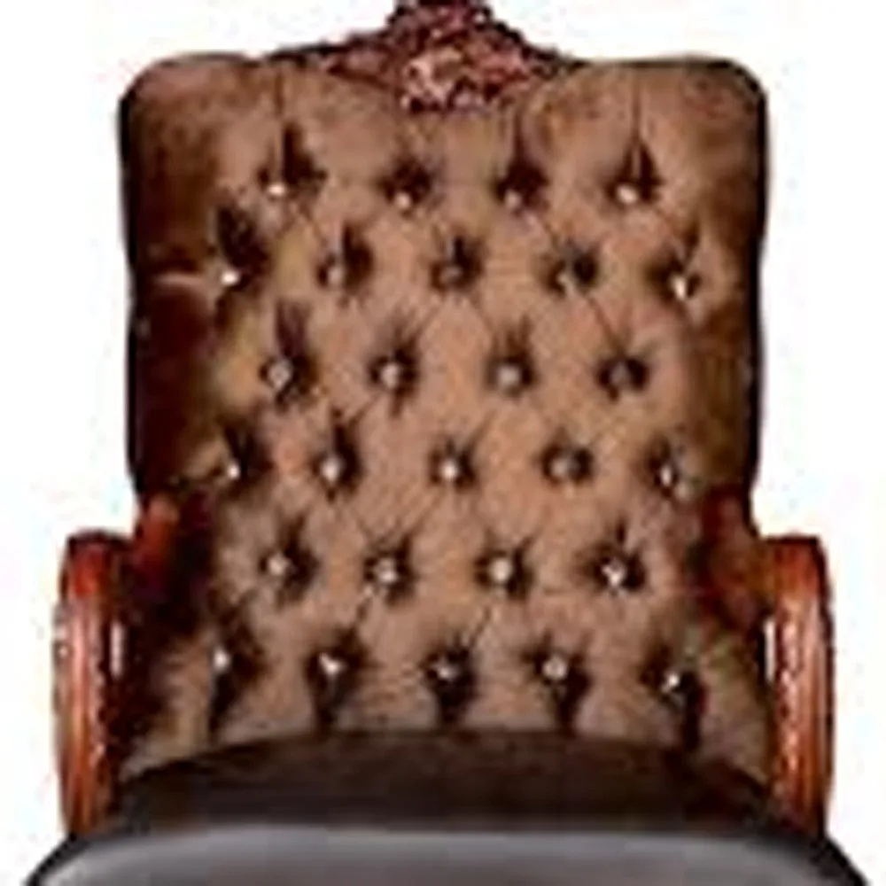 34 Golden Brown And Chocolate Velvet Tufted Chesterfield Chair