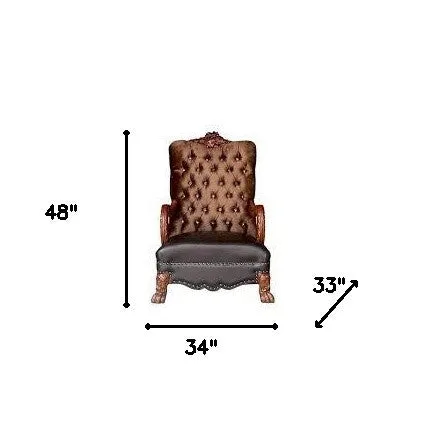 34 Golden Brown And Chocolate Velvet Tufted Chesterfield Chair