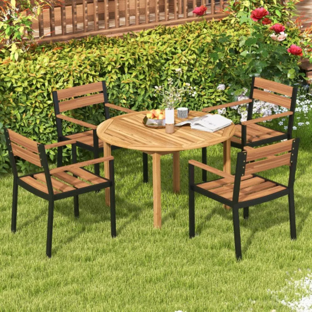 4-Person Large Round Outdoor Dining Table