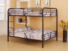 79 X 57 X 65 Dark Brown Metal Tube Full Over Full Bunk Bed