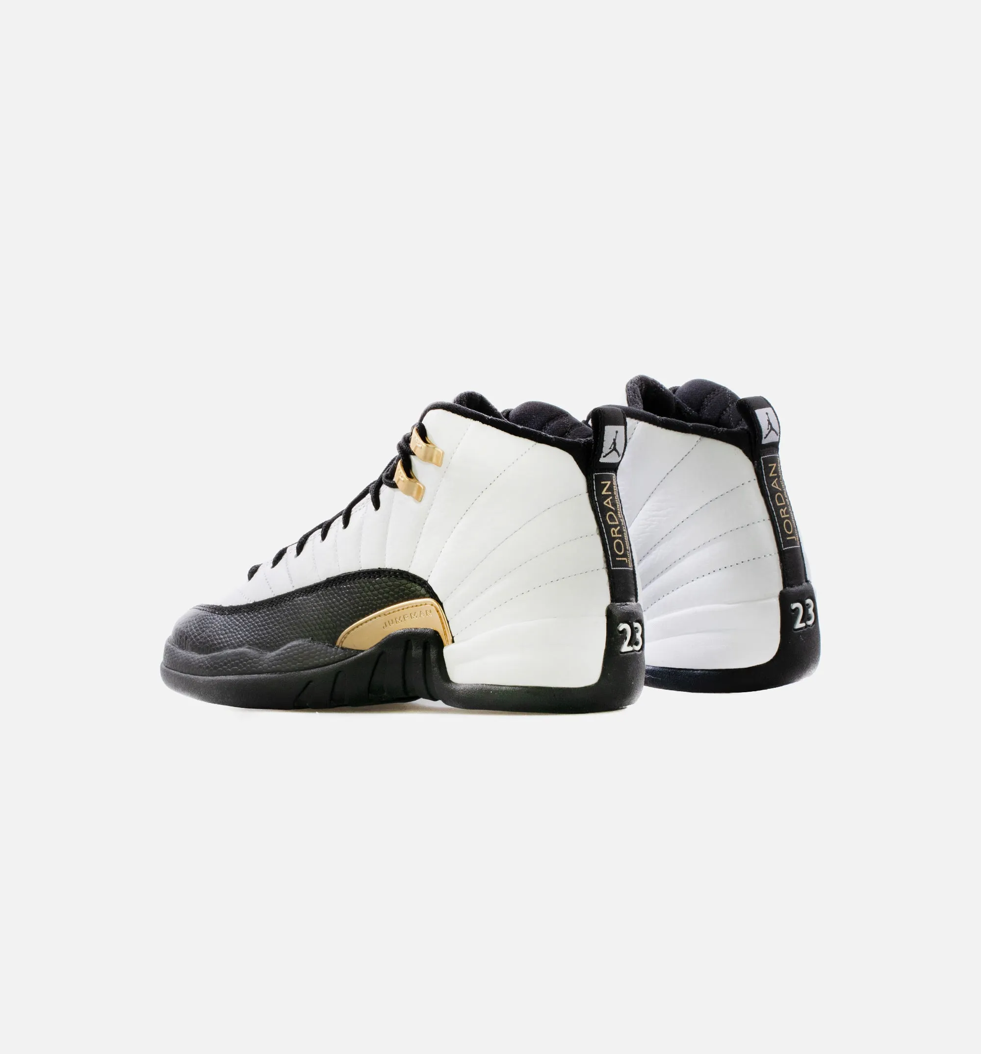 Air Jordan 12 Retro Royalty Grade School Lifestyle Shoe - White/Black/Metallic Gold