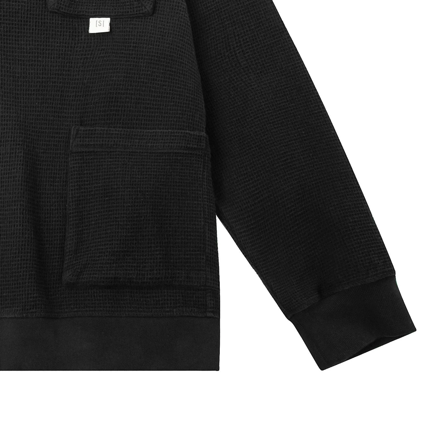 A[S]USL PIGMENT DYE WAFFLE CARDIGAN-BLACK