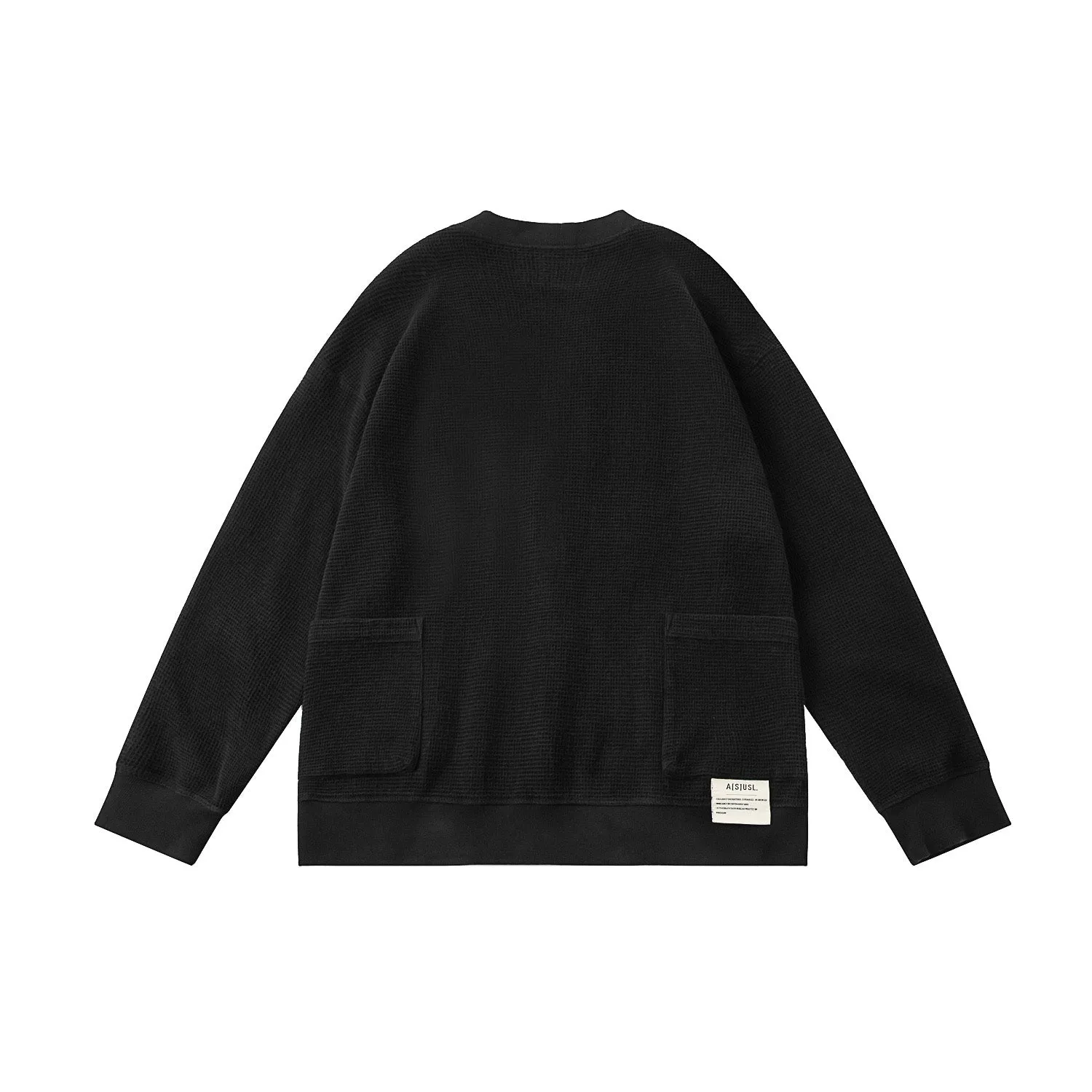 A[S]USL PIGMENT DYE WAFFLE CARDIGAN-BLACK