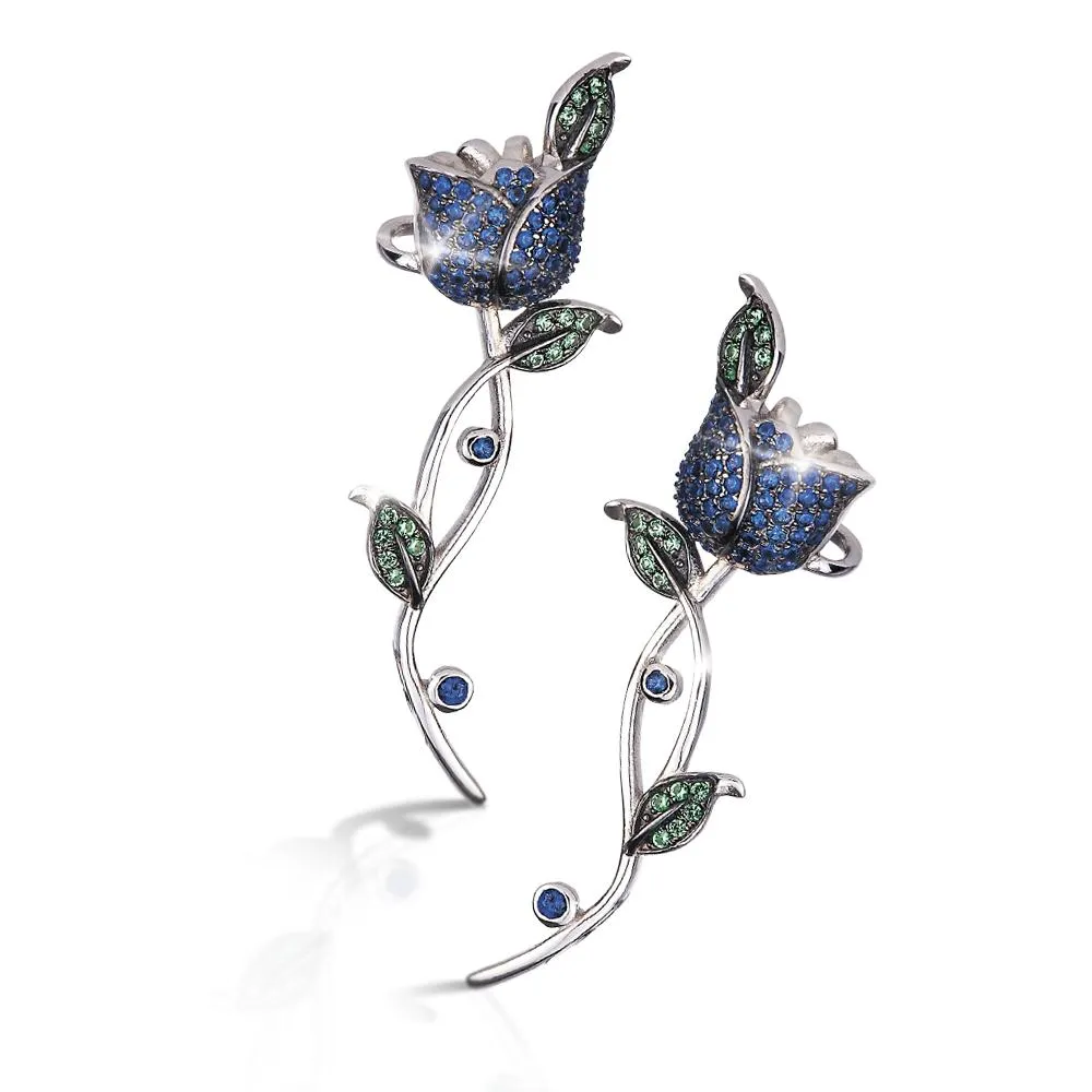 Azure Rose Climber Earrings