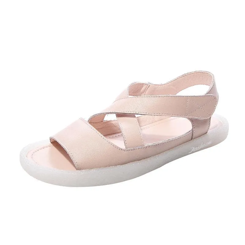 Babakud Velcro Leather Soft Bottom Casual Sandals 34-41