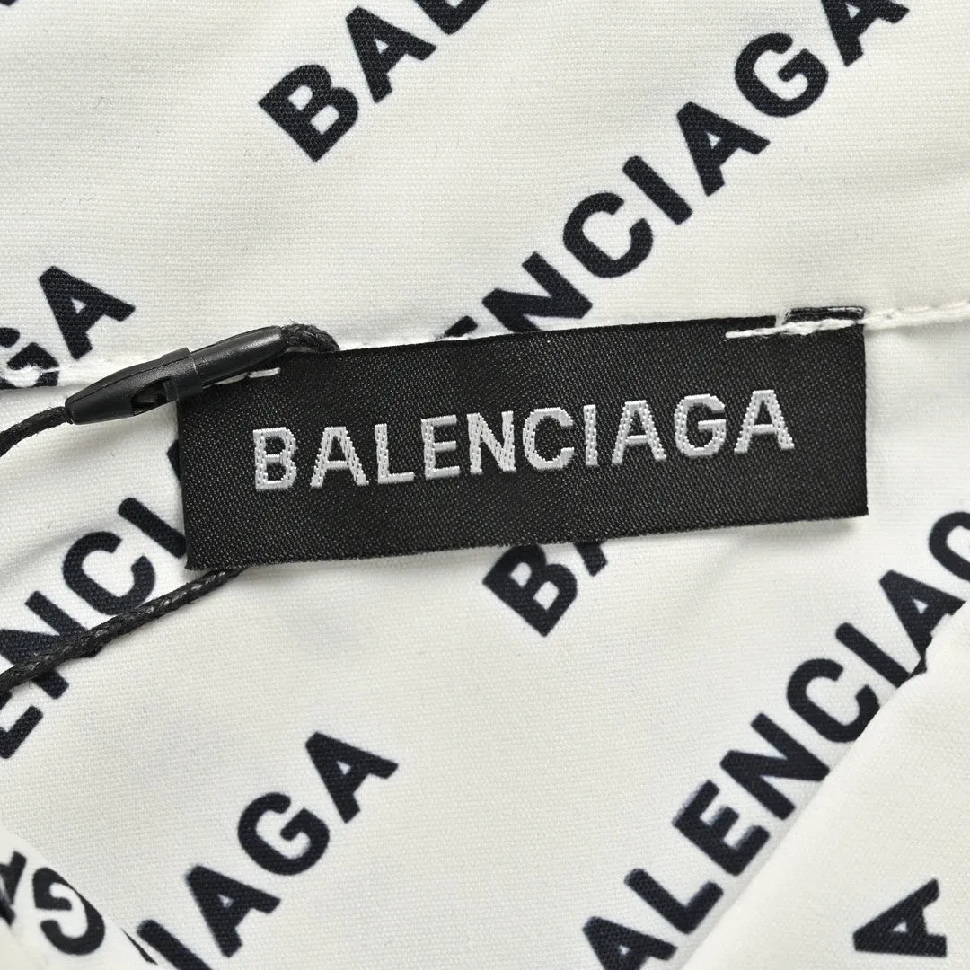 Balenciaga All-Over Logo Print Shirt (White)