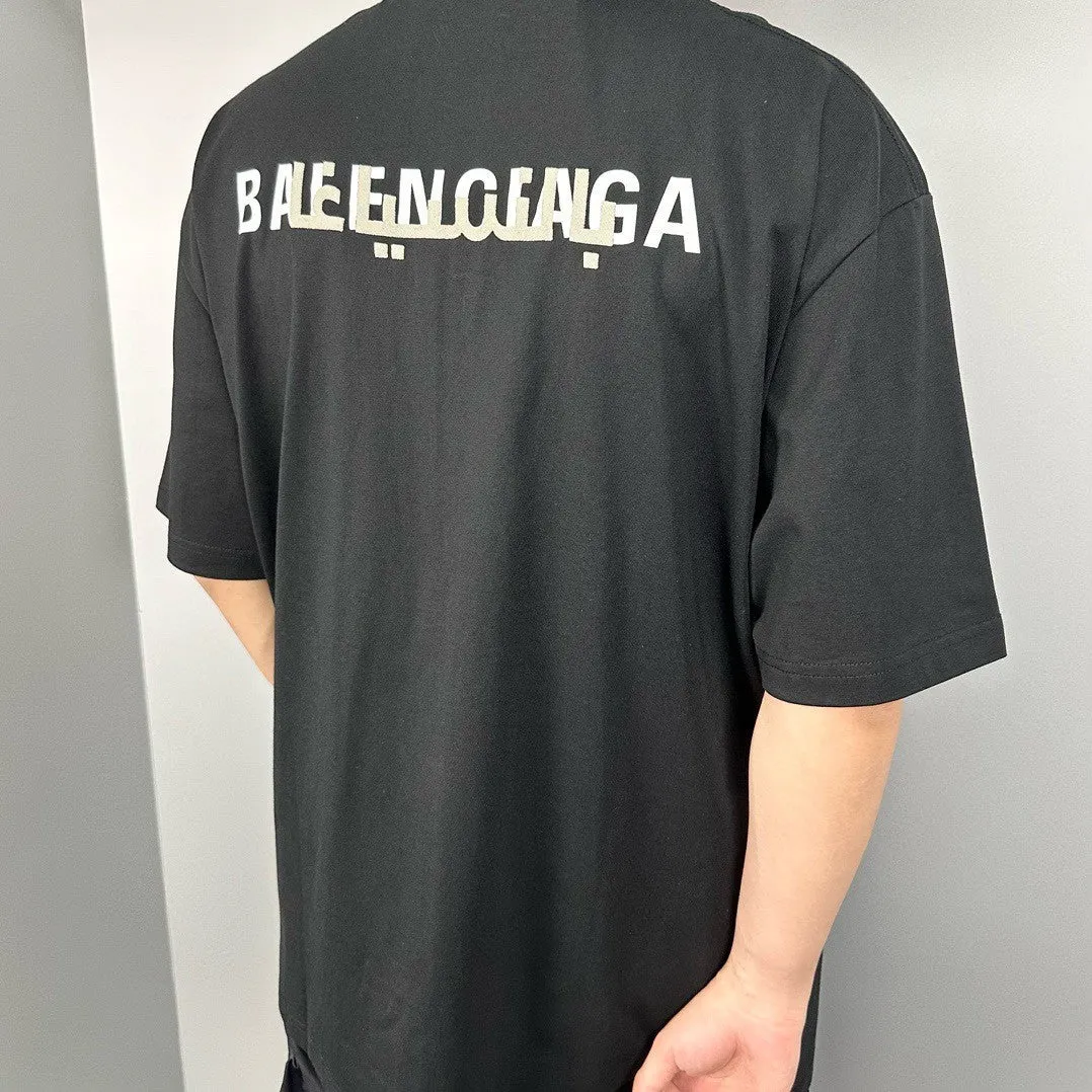 Balenciaga Distorted Logo T-Shirt (Black)