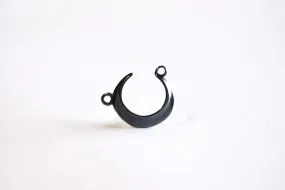 Black Gold Wholesale Rhodium Crescent Moon Connector Charm- 925 Stamp Silver Half Moon Charm Pendant, Double Bail Moon, Double Horn Charm, Link, 323