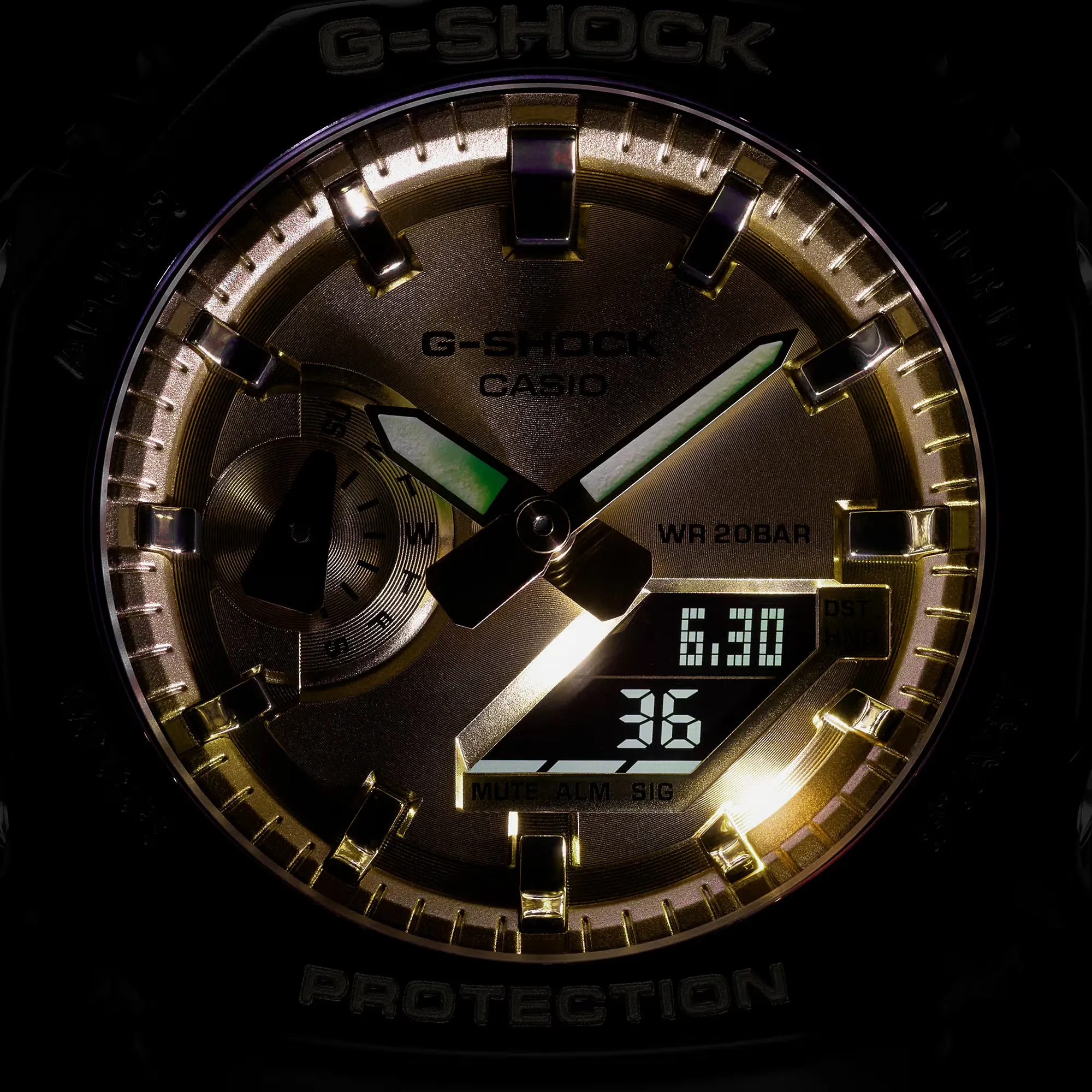 Casio G-Shock Black CasiOak Gold Metallic Glossy Watch GA2100GB-1A