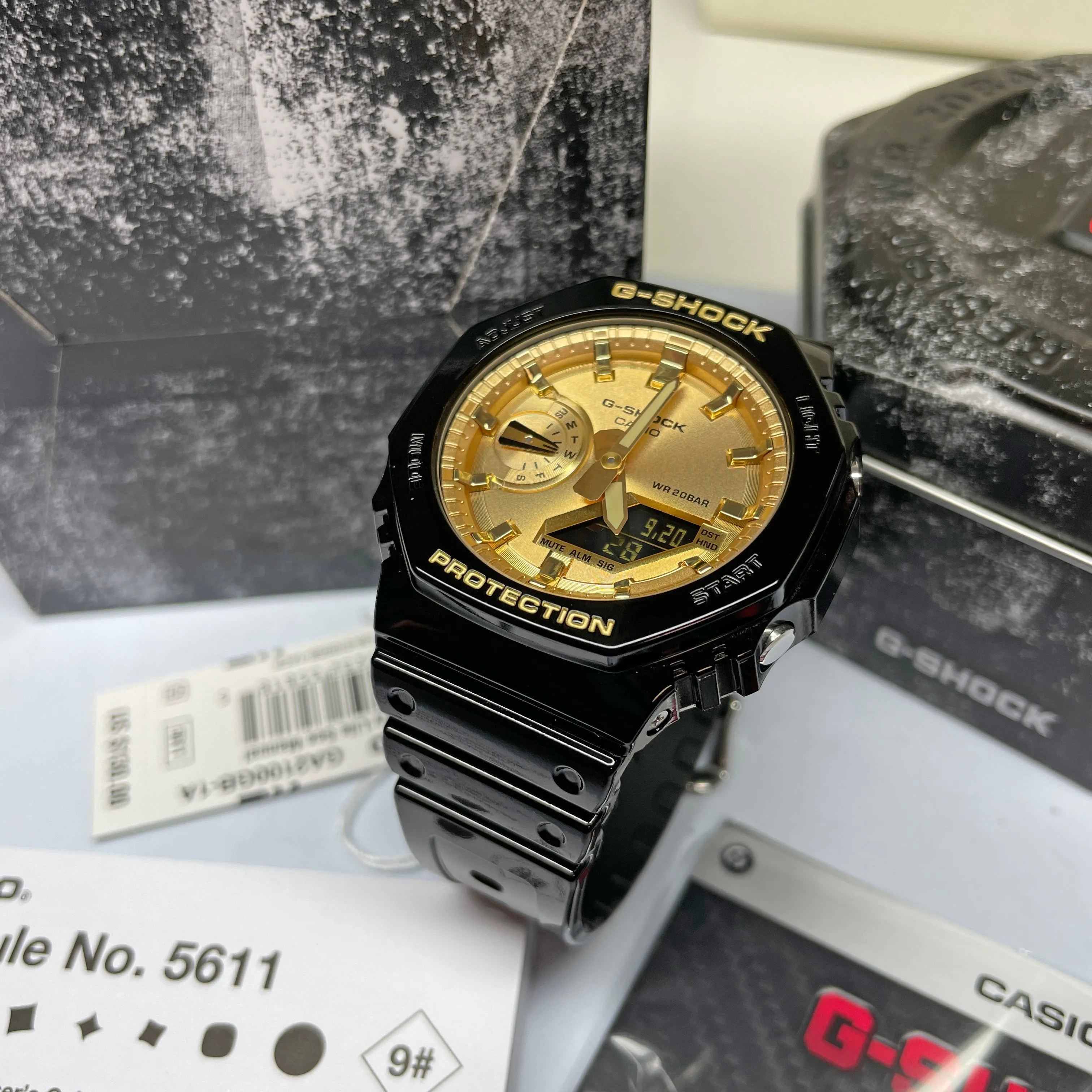 Casio G-Shock Black CasiOak Gold Metallic Glossy Watch GA2100GB-1A