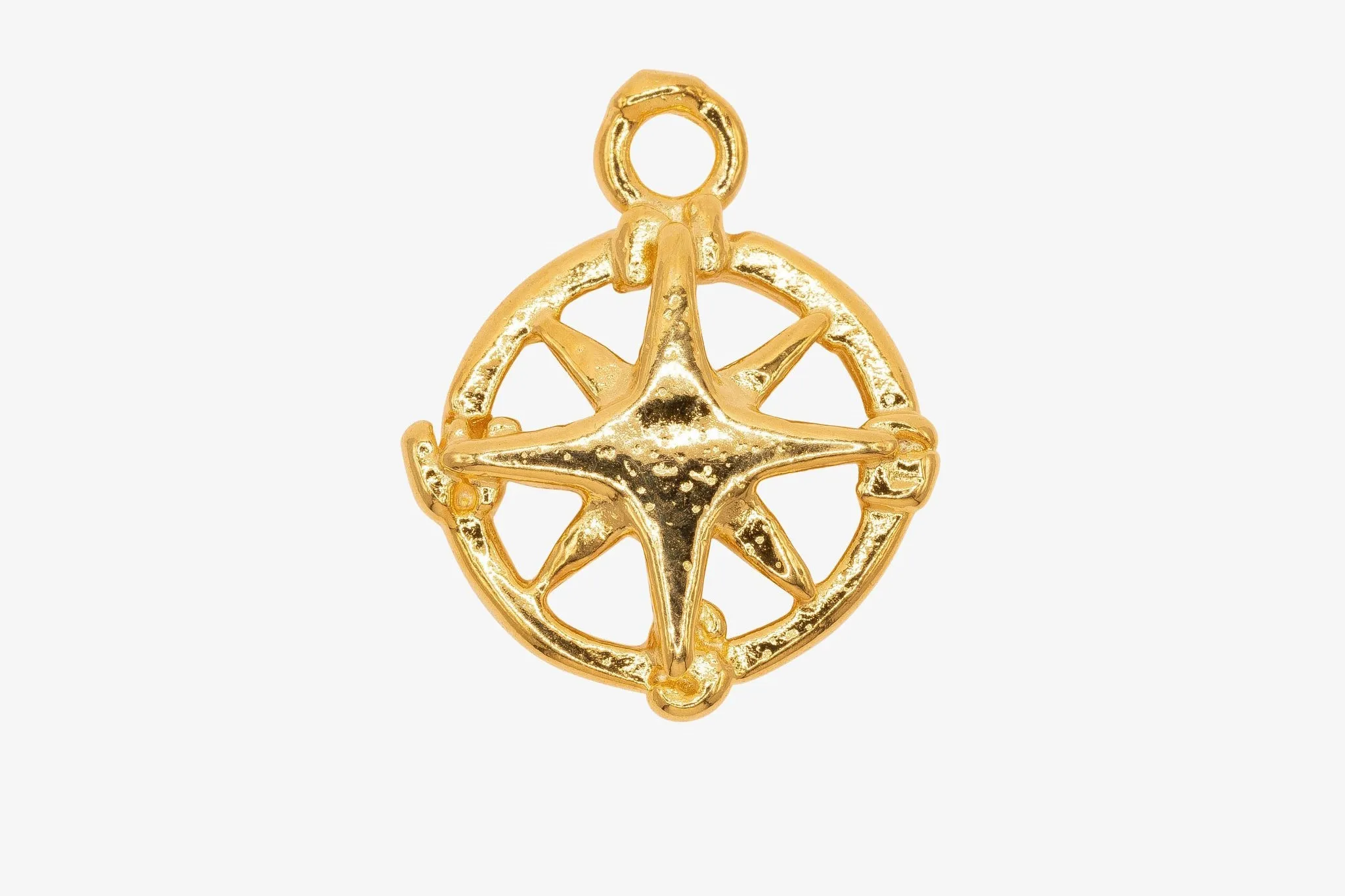 Compass Cutout Charm Wholesale 14K Gold, Solid 14K Gold, G176