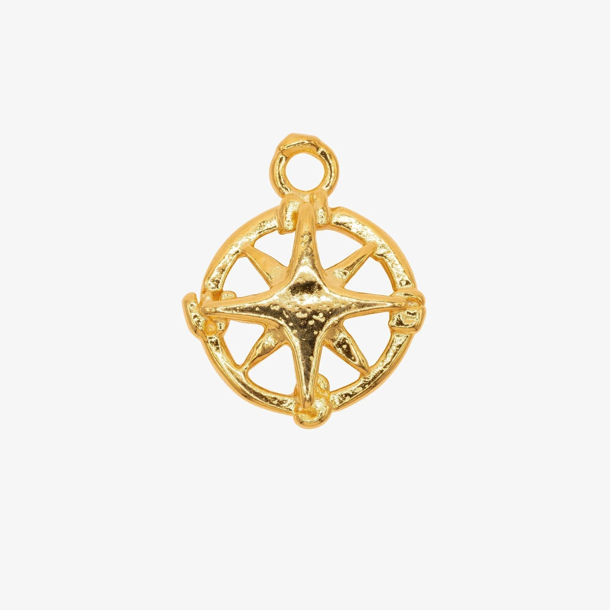 Compass Cutout Charm Wholesale 14K Gold, Solid 14K Gold, G176