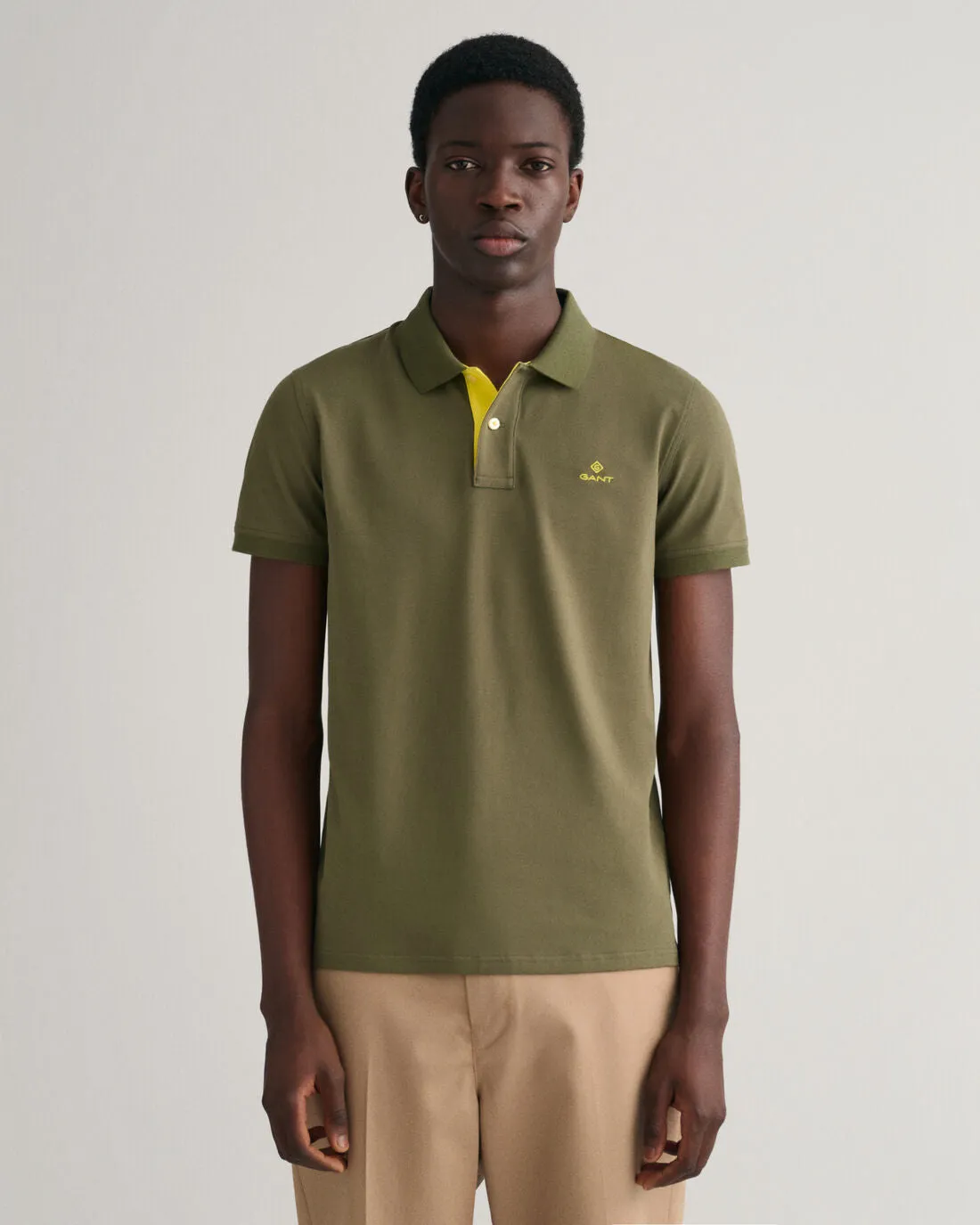 Contrast Collar Pique Polo - Racing Green