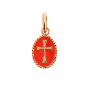 Cross Coral Resin pendant, Rose Gold