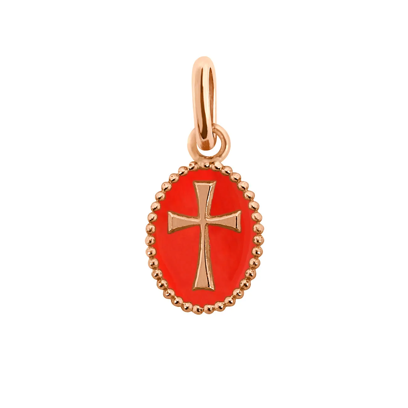 Cross Coral Resin pendant, Rose Gold