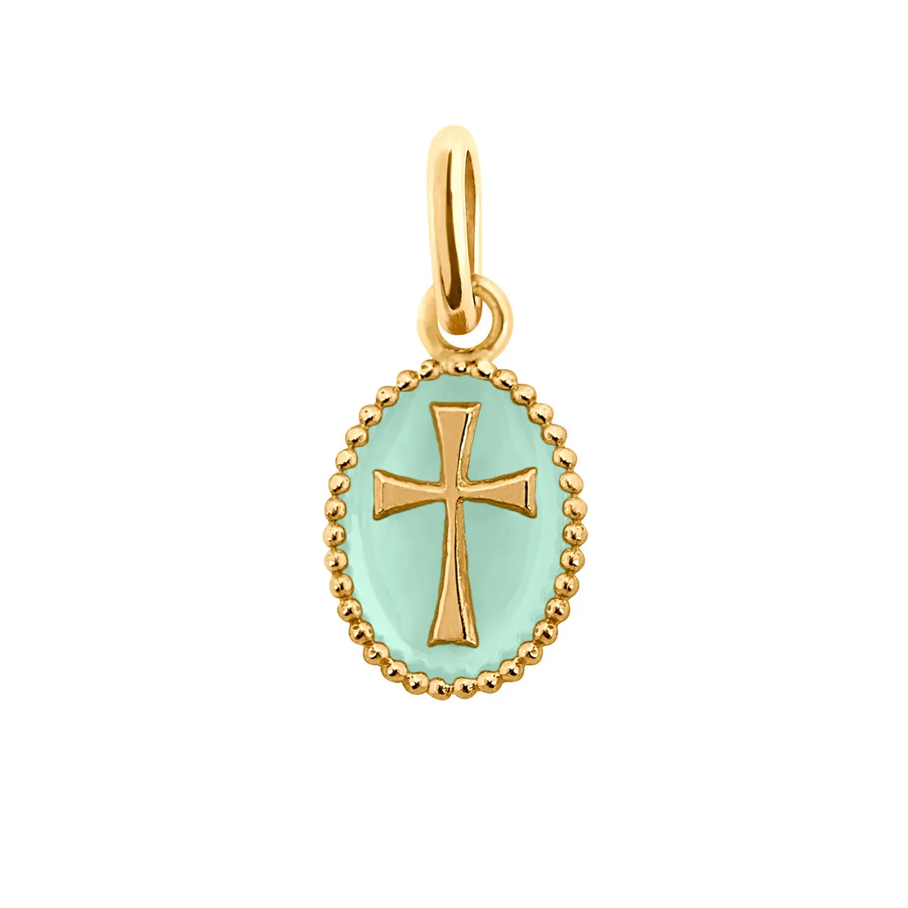 Cross Jade Resin pendant, Yellow Gold