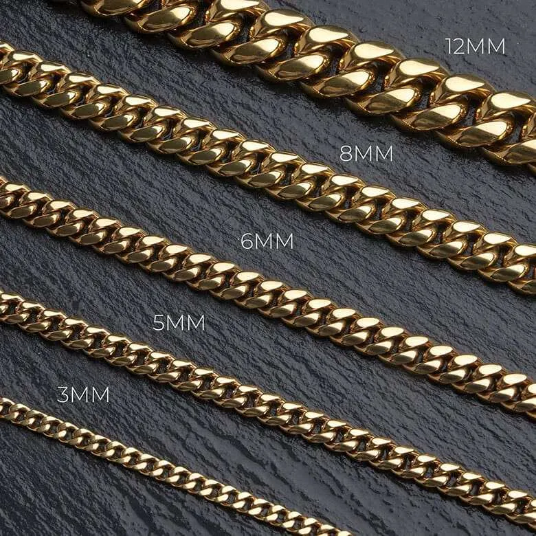 Diamond Prong Link Chain in Yellow Gold - 12mm