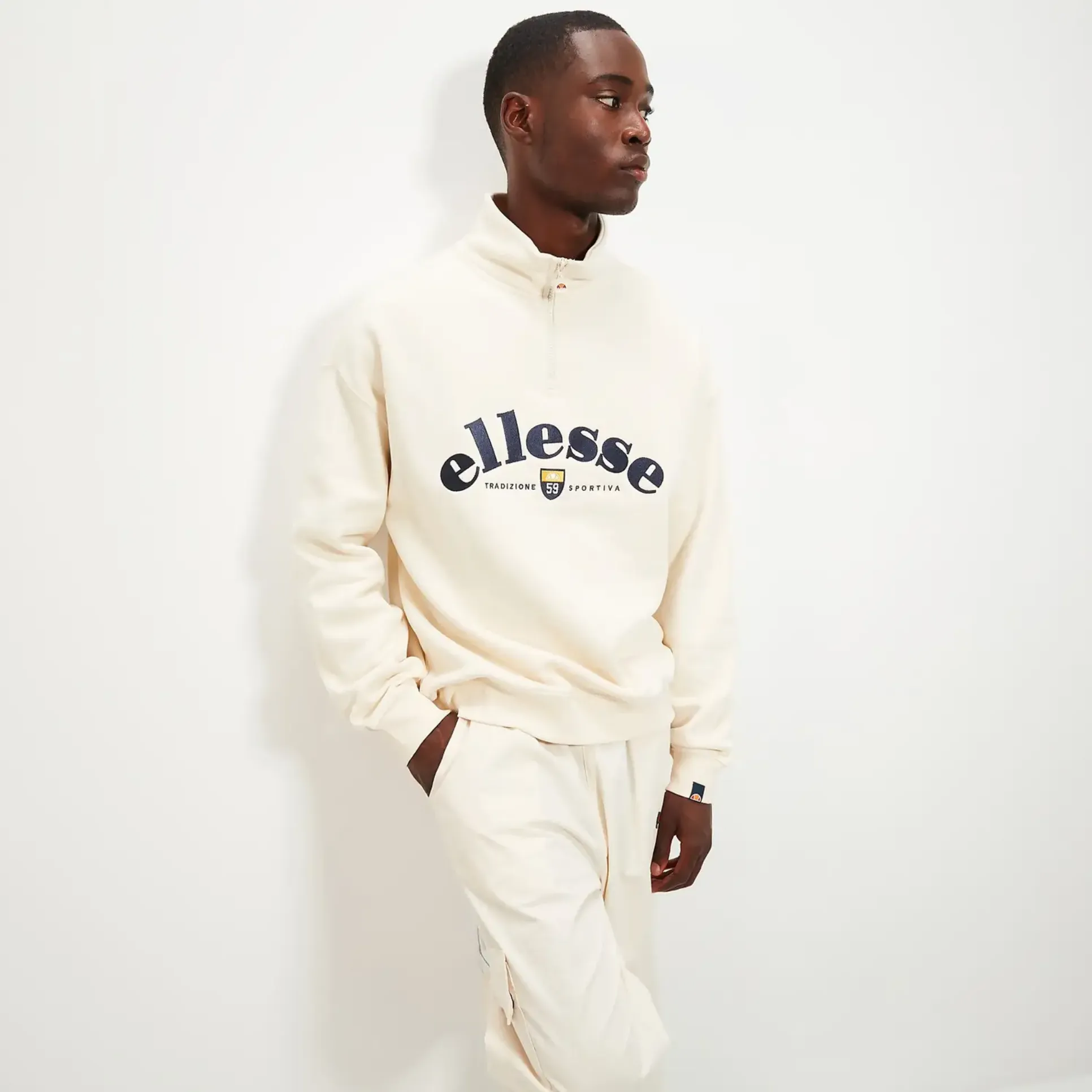 Ellesse Roane 1/4 Zip Top Off White