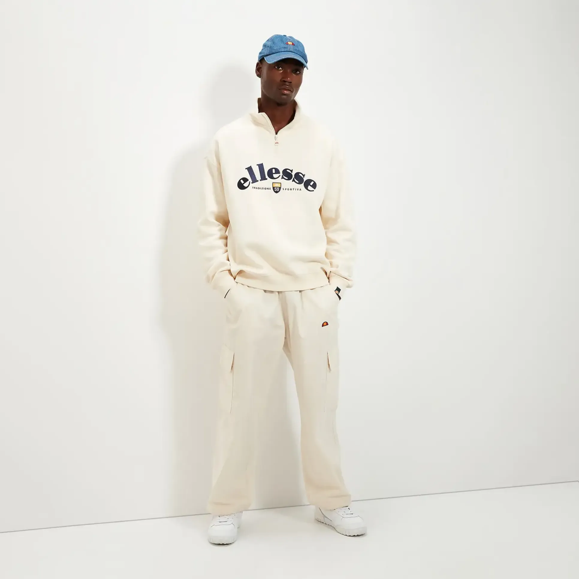 Ellesse Roane 1/4 Zip Top Off White