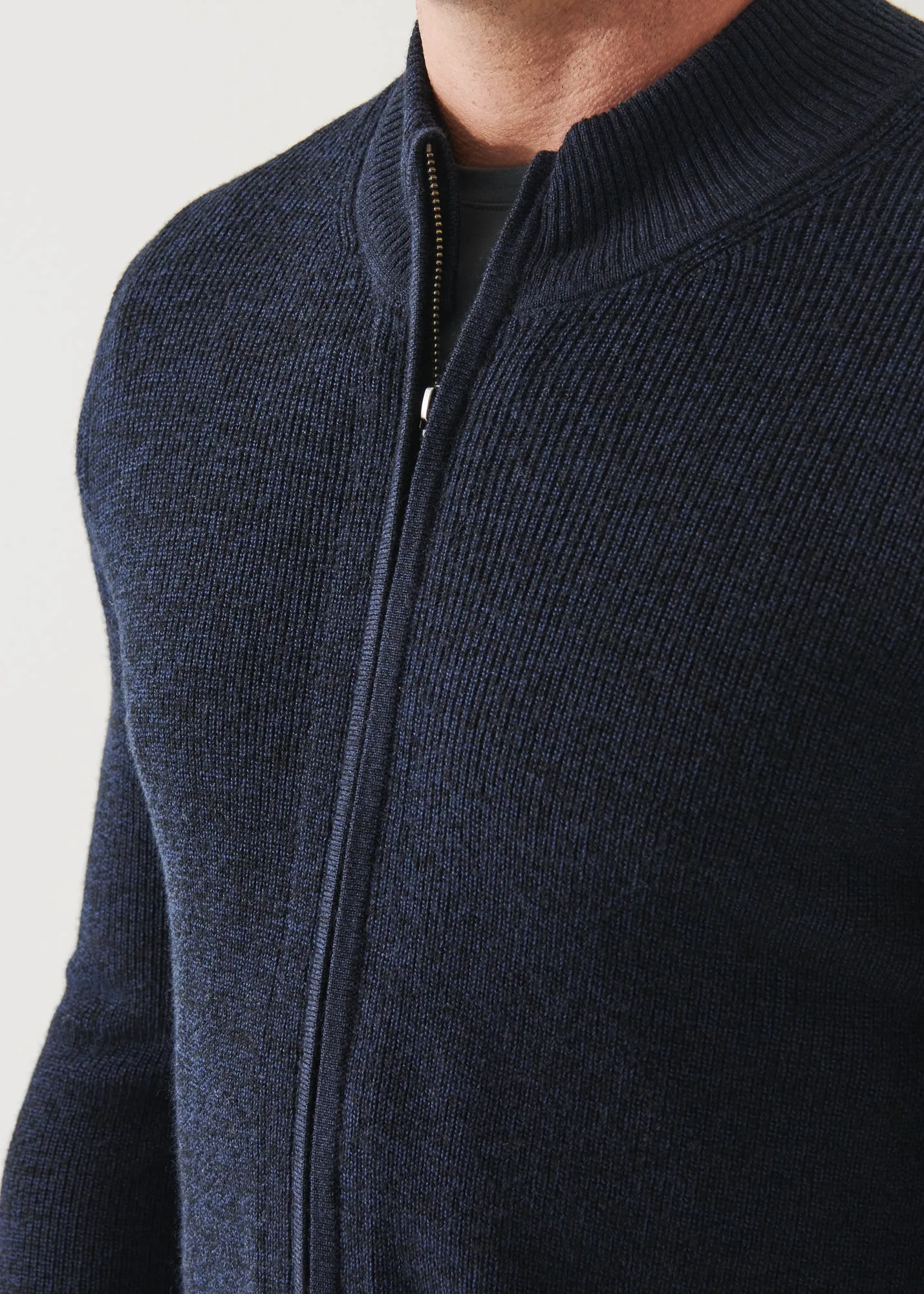 EXTRA-FINE MERINO RIBBED FULL ZIP CARDIGAN