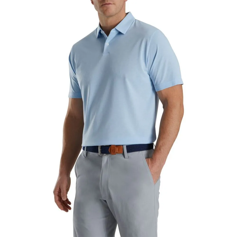 Footjoy Men's Athletic Fit Solid Jersey Golf Polo - Lagoon