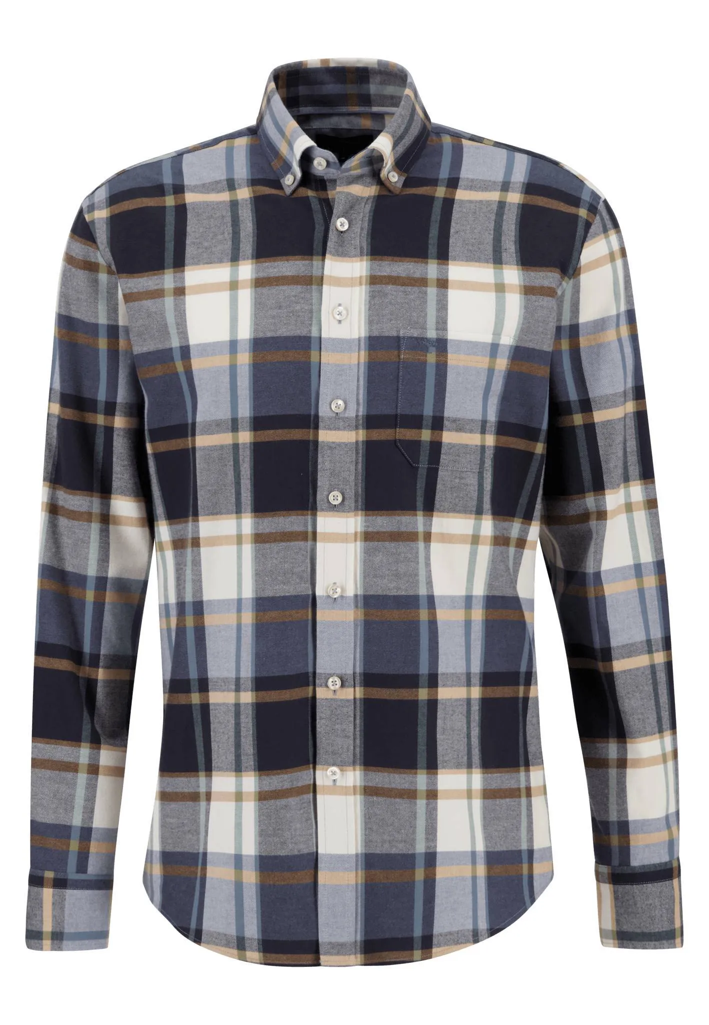 Fynch Hatton Classic Checks Long Sleeve Shirt - Navy