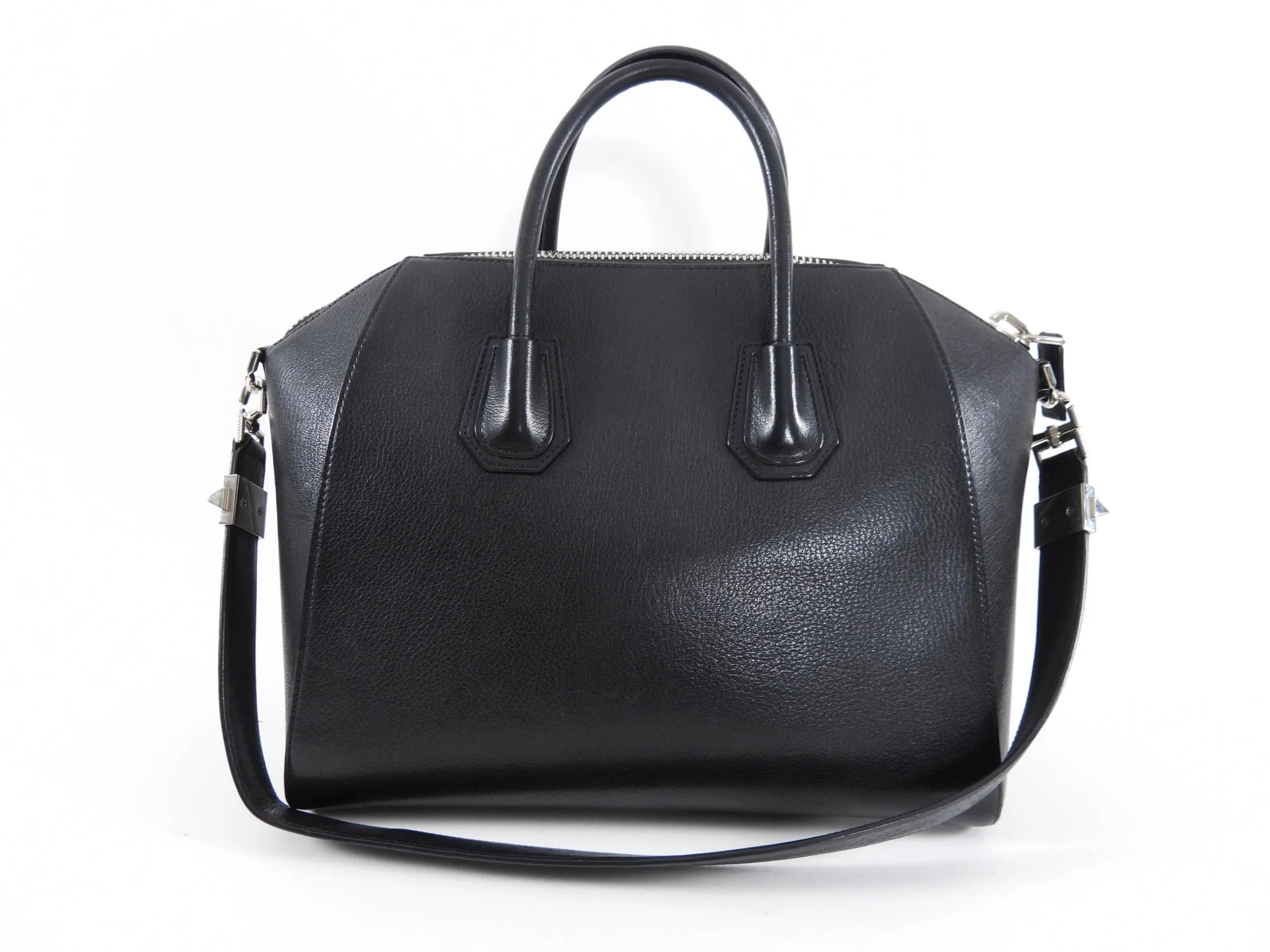 Givenchy Antigona Medium Black Leather and Silvertone Hardware