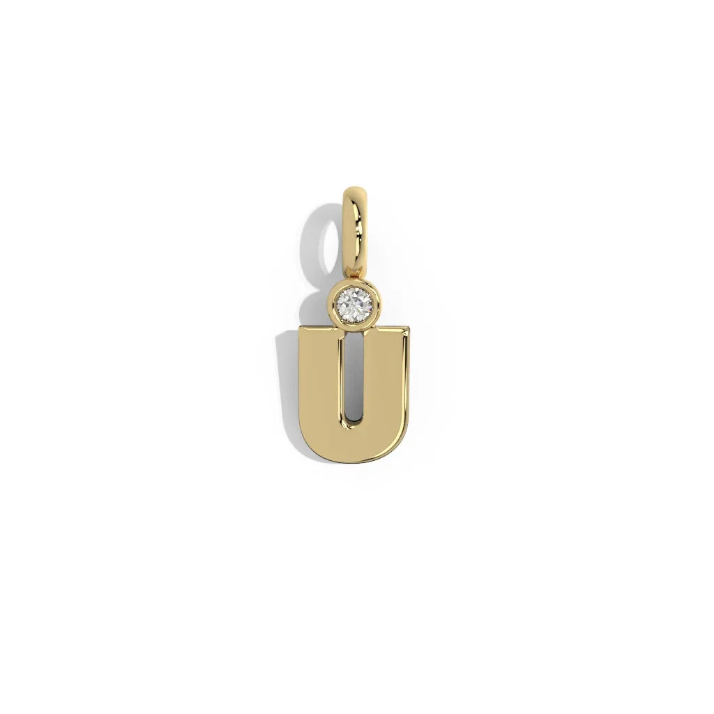 Gold Smooth Charm Letter Pendant - Circle