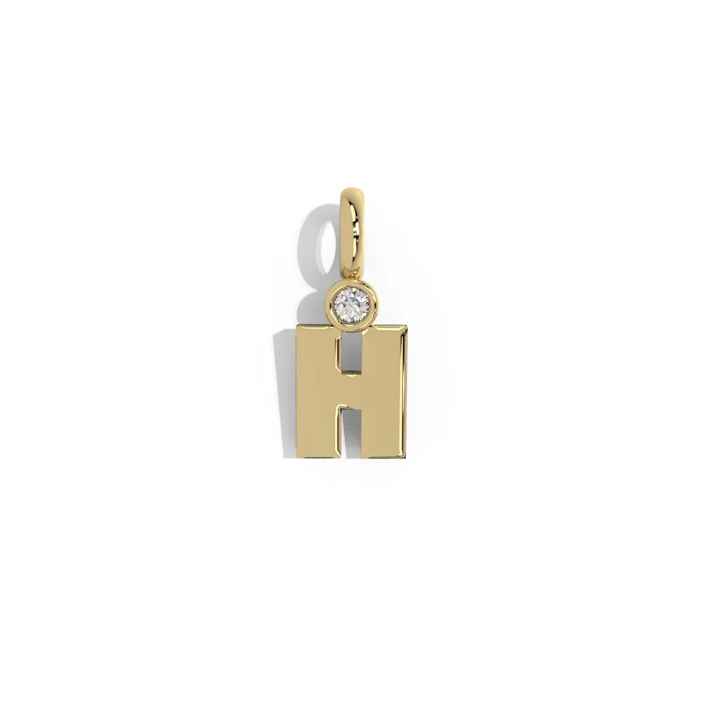 Gold Smooth Charm Letter Pendant - Circle