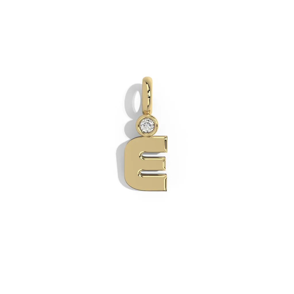 Gold Smooth Charm Letter Pendant - Circle