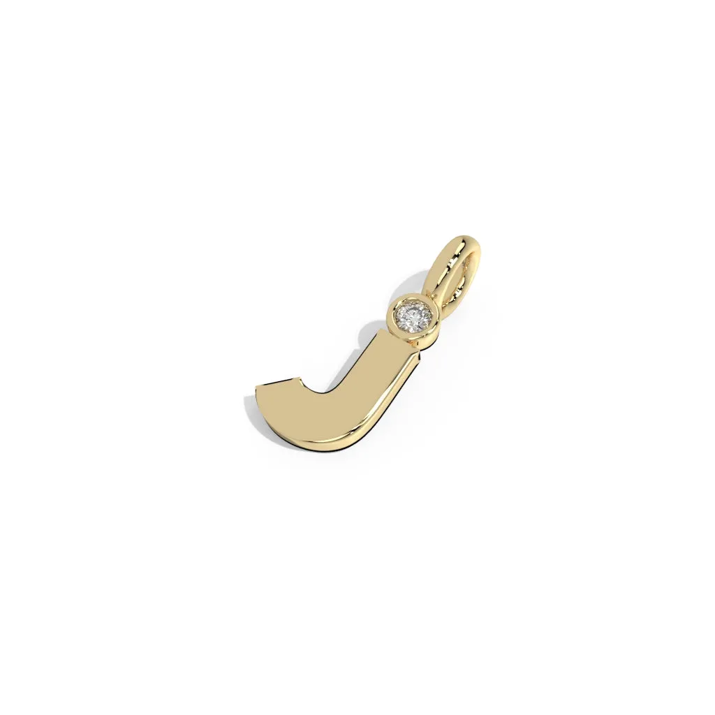 Gold Smooth Charm Letter Pendant - Circle