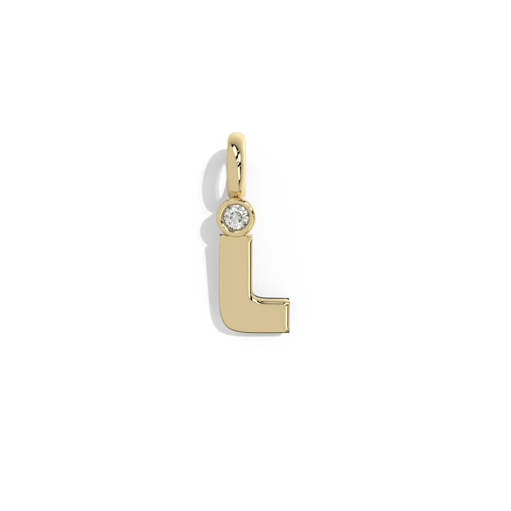 Gold Smooth Charm Letter Pendant - Circle