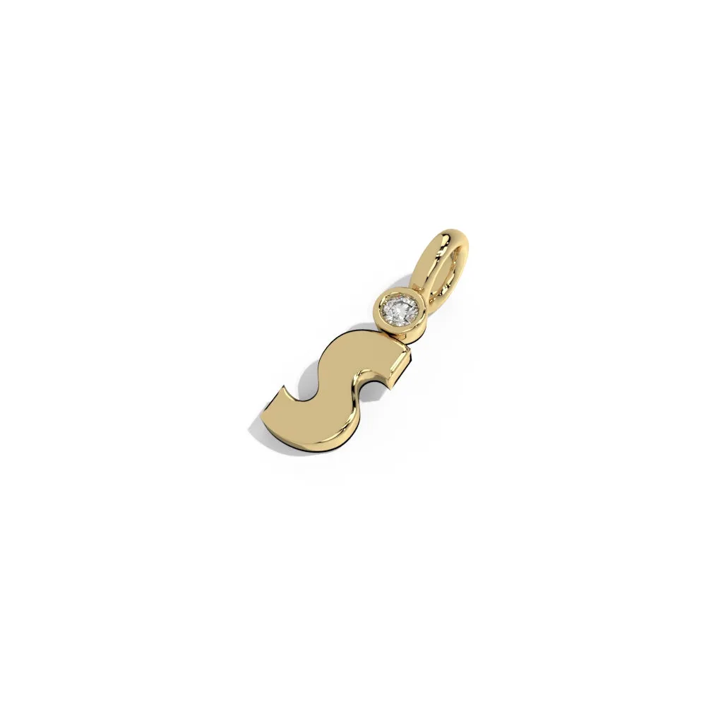 Gold Smooth Charm Letter Pendant - Circle