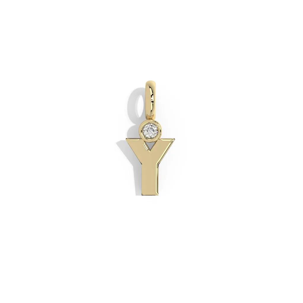 Gold Smooth Charm Letter Pendant - Circle