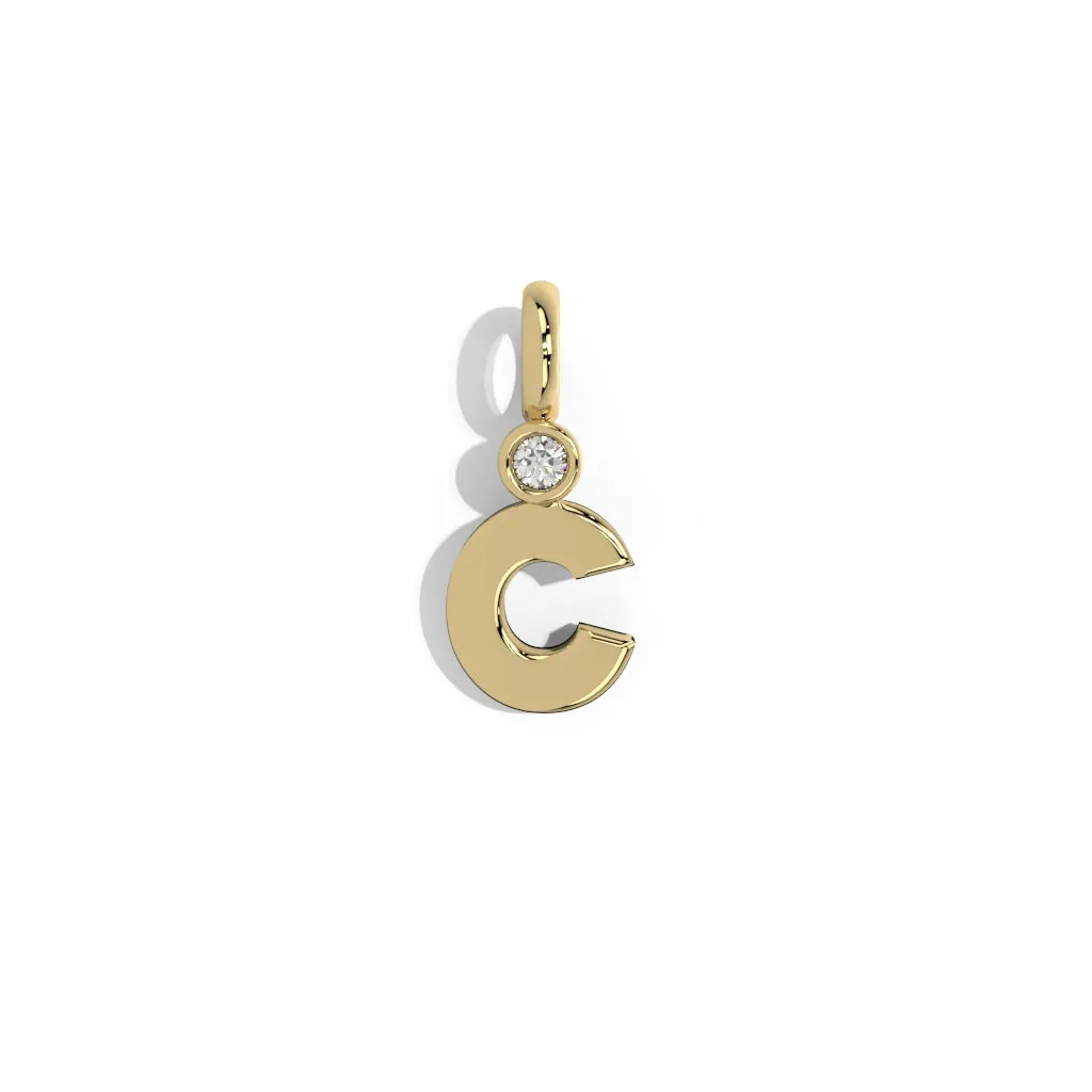 Gold Smooth Charm Letter Pendant - Circle