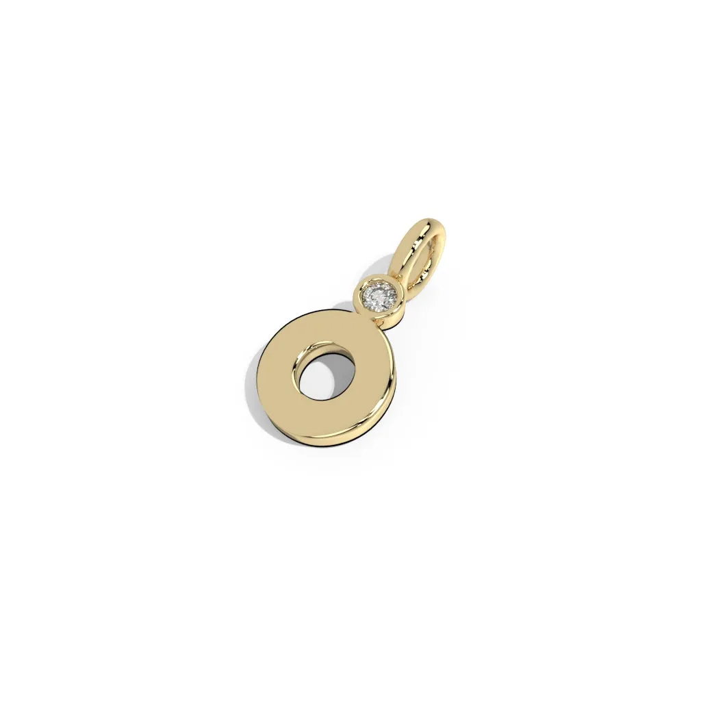 Gold Smooth Charm Letter Pendant - Circle