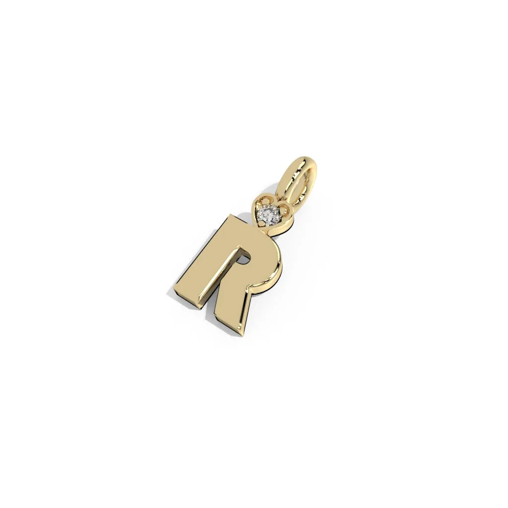 Gold Smooth Charm Letter Pendant - Circle