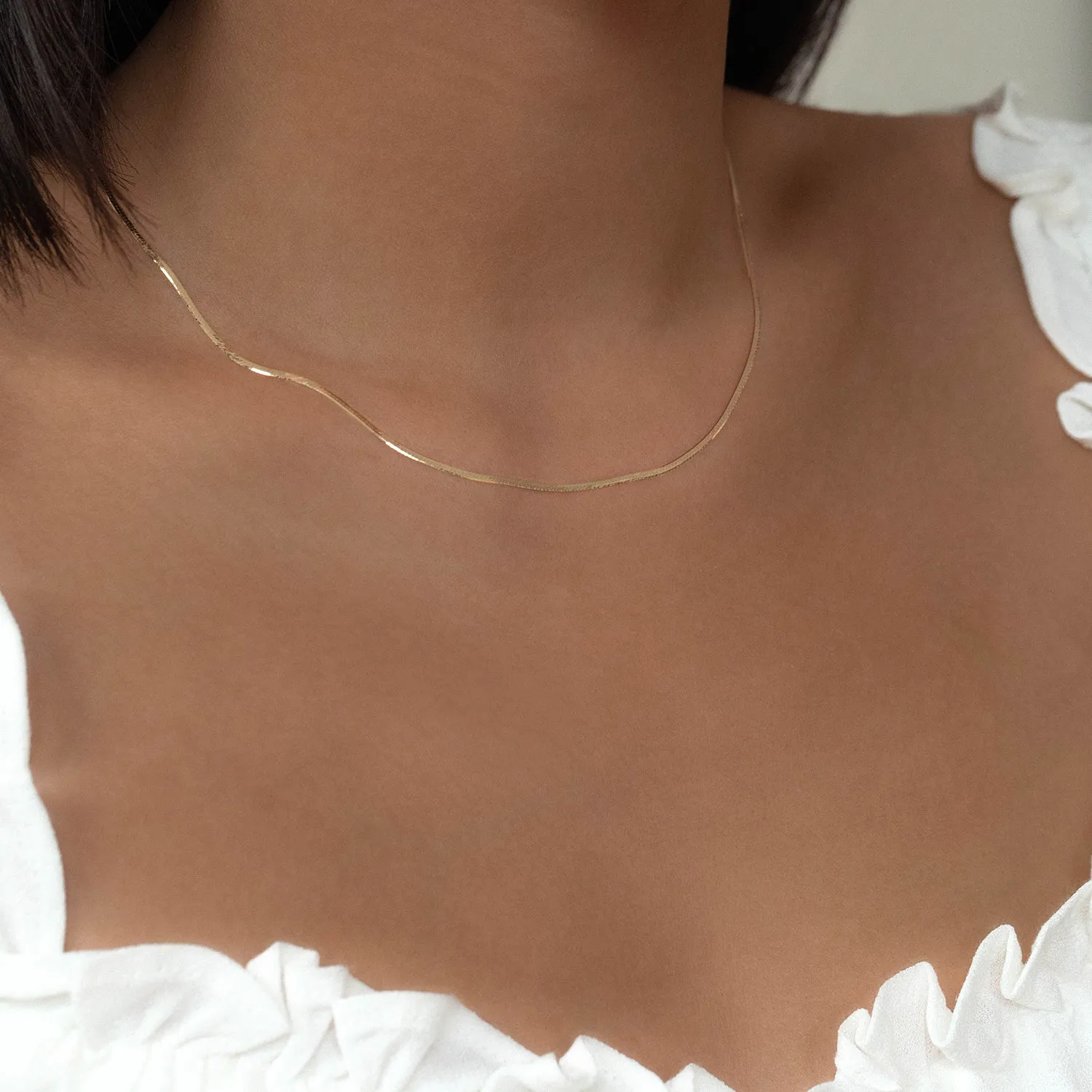 Herringbone Chain Necklace | 10k Gold