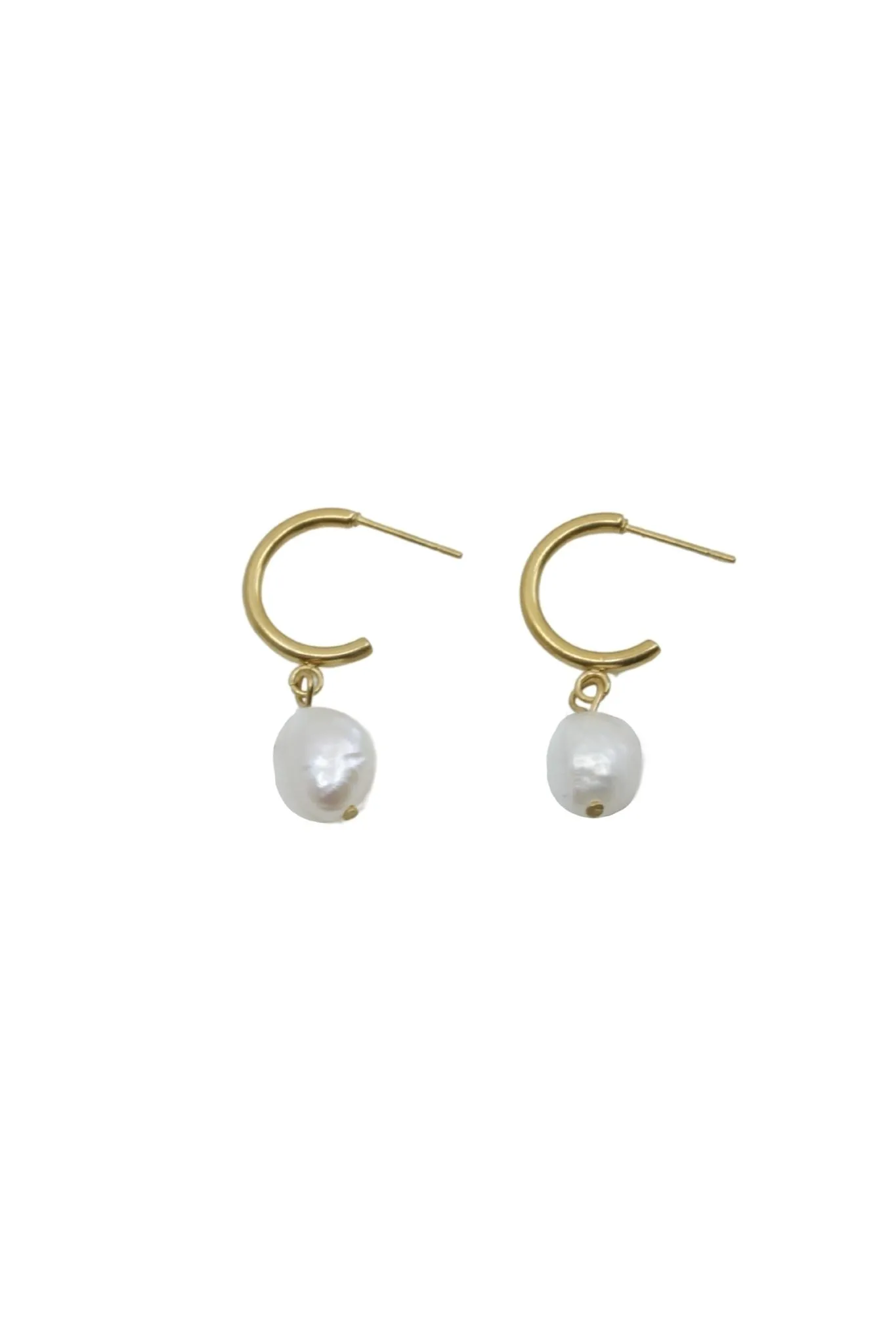 Hoop Earrings with Baroque Pearl Drop