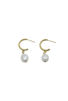 Hoop Earrings with Baroque Pearl Drop