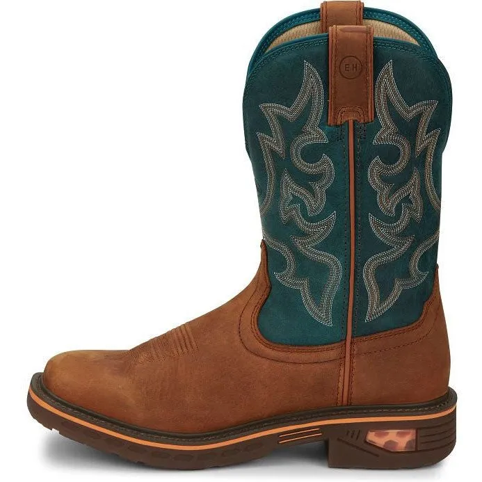 Justin Men's Resistor 11 Square Toe Western Work Boot -Blue- CR4009