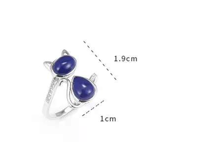 Lapis Lazuli Cat Ring in Solid 925 Sterling Silver