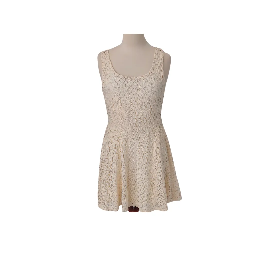 Lily Rose Cream Lace Sleeveless Knee-length Dress | Brand New |