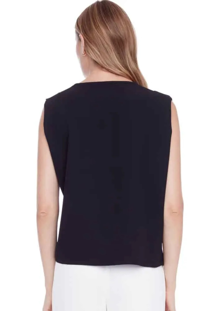 MAYLEE SOLID VEGAN SILK SLEEVELESS TOP (BLACK) - TYLER MADISON