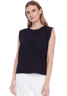 MAYLEE SOLID VEGAN SILK SLEEVELESS TOP (BLACK) - TYLER MADISON