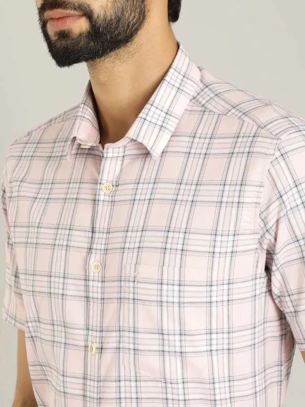 Men Checked Half Sleeve Cotton Shirt